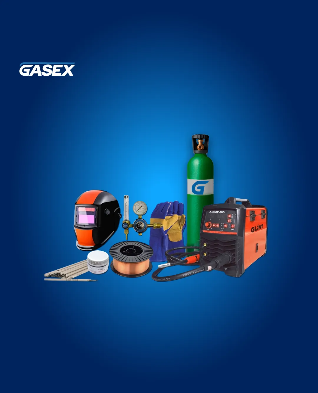 COMBO Venta Soldadora MIG GLINT – 185A + Cilindro de Mezcla de 2 m³