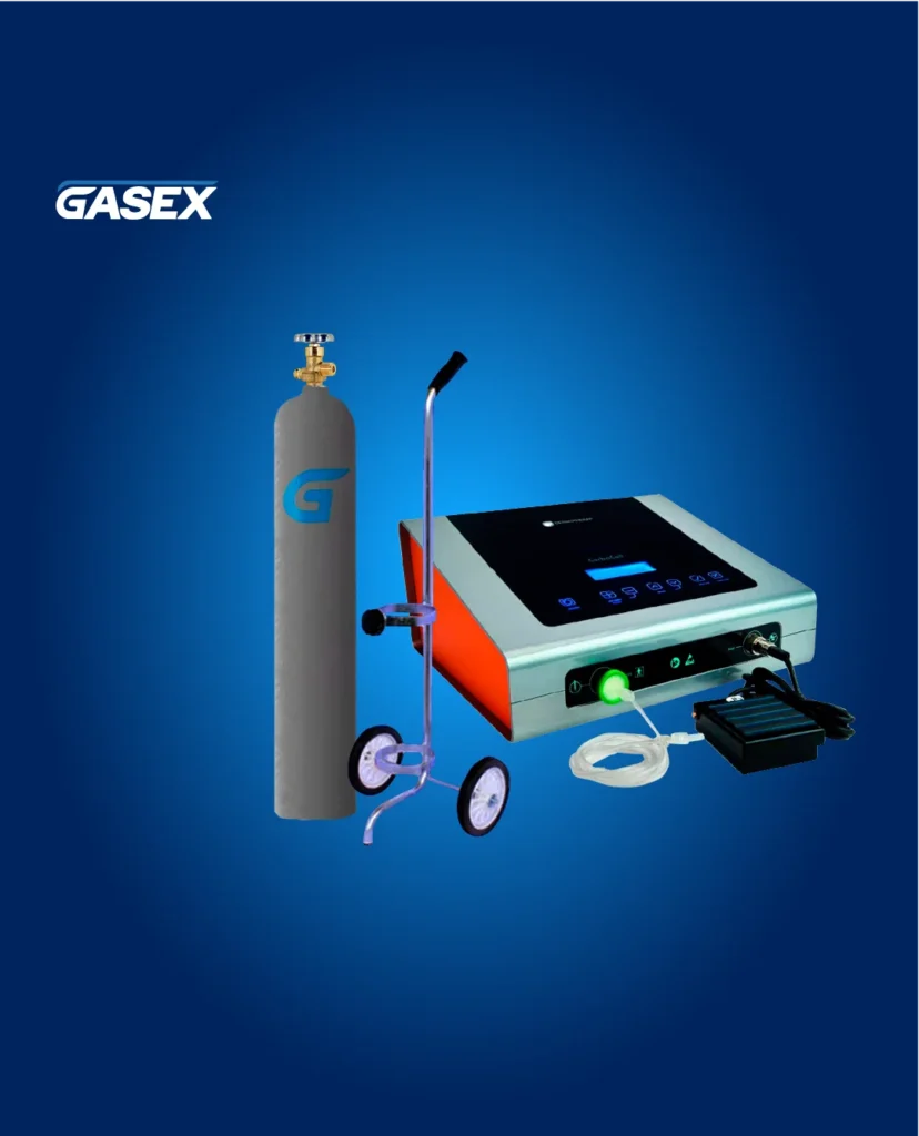 COMBO Venta Equipo Carboxiterapia + Cilindro de CO₂ 3 kg + Carro de Transporte